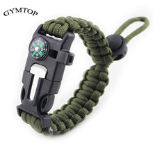 Load image into Gallery viewer, GYMTOP 4 in 1 Tactical Survival Gear Starter Whistle Compass Scraper Knife Wilderness Survival Tool For Camping Fishing no Flint