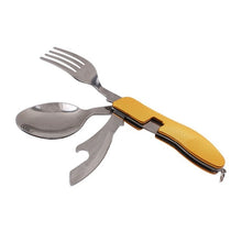 Load image into Gallery viewer, 3 in 1Multi-Function Stainless Steel Outdoor Tablewares Camping Hiking Folding Picnic Portable Cutlery Sets Knife for food Fork
