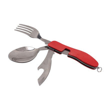 Load image into Gallery viewer, 3 in 1Multi-Function Stainless Steel Outdoor Tablewares Camping Hiking Folding Picnic Portable Cutlery Sets Knife for food Fork