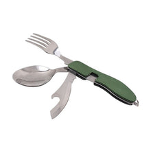 Load image into Gallery viewer, 3 in 1Multi-Function Stainless Steel Outdoor Tablewares Camping Hiking Folding Picnic Portable Cutlery Sets Knife for food Fork