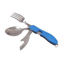 Load image into Gallery viewer, 3 in 1Multi-Function Stainless Steel Outdoor Tablewares Camping Hiking Folding Picnic Portable Cutlery Sets Knife for food Fork