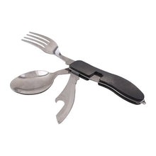 Load image into Gallery viewer, 3 in 1Multi-Function Stainless Steel Outdoor Tablewares Camping Hiking Folding Picnic Portable Cutlery Sets Knife for food Fork
