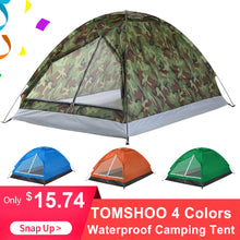 Load image into Gallery viewer, Outdoor 2 Persons Camping Tent 200 * 130 * 110cm PU1000mm Polyester Single Layer Tent Portable Camouflage Hiking Outdoor Tent