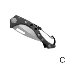 Load image into Gallery viewer, Fold  Peel Pocket Carabiner Knife Outdoor Box Blade Camp Open Hang Multi Tool Quickdraw Clip Package Self Care Survive