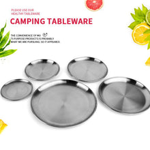 Load image into Gallery viewer, Camping stainless steel cutlery tray cutlery tray food container round tray outdoor cooking accessories