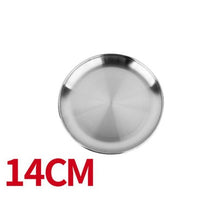 Load image into Gallery viewer, Camping Stainless Steel Tableware Dinner Plate Food Container Holder Dish Round Tray Mess Plate Outdoor Cooking Accessories