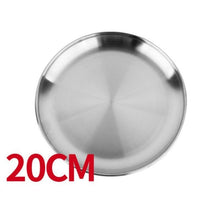Load image into Gallery viewer, Camping Stainless Steel Tableware Dinner Plate Food Container Holder Dish Round Tray Mess Plate Outdoor Cooking Accessories