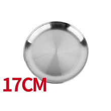 Load image into Gallery viewer, Camping Stainless Steel Tableware Dinner Plate Food Container Holder Dish Round Tray Mess Plate Outdoor Cooking Accessories