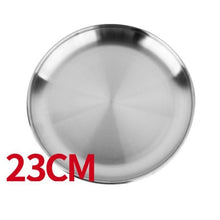 Load image into Gallery viewer, Camping Stainless Steel Tableware Dinner Plate Food Container Holder Dish Round Tray Mess Plate Outdoor Cooking Accessories