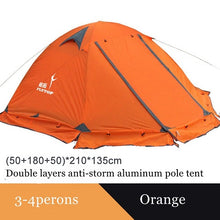 Load image into Gallery viewer, Winter tent with snow skirt!2-3persons aluminum pole double layer double door windproof big rain proof professional camping tent
