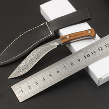 Load image into Gallery viewer, Portable Folding Knife Stainless Steel Blade Wood Handle Outdoor Rescue Survival Tool for Camping Fishing Hiking Pattern Silver